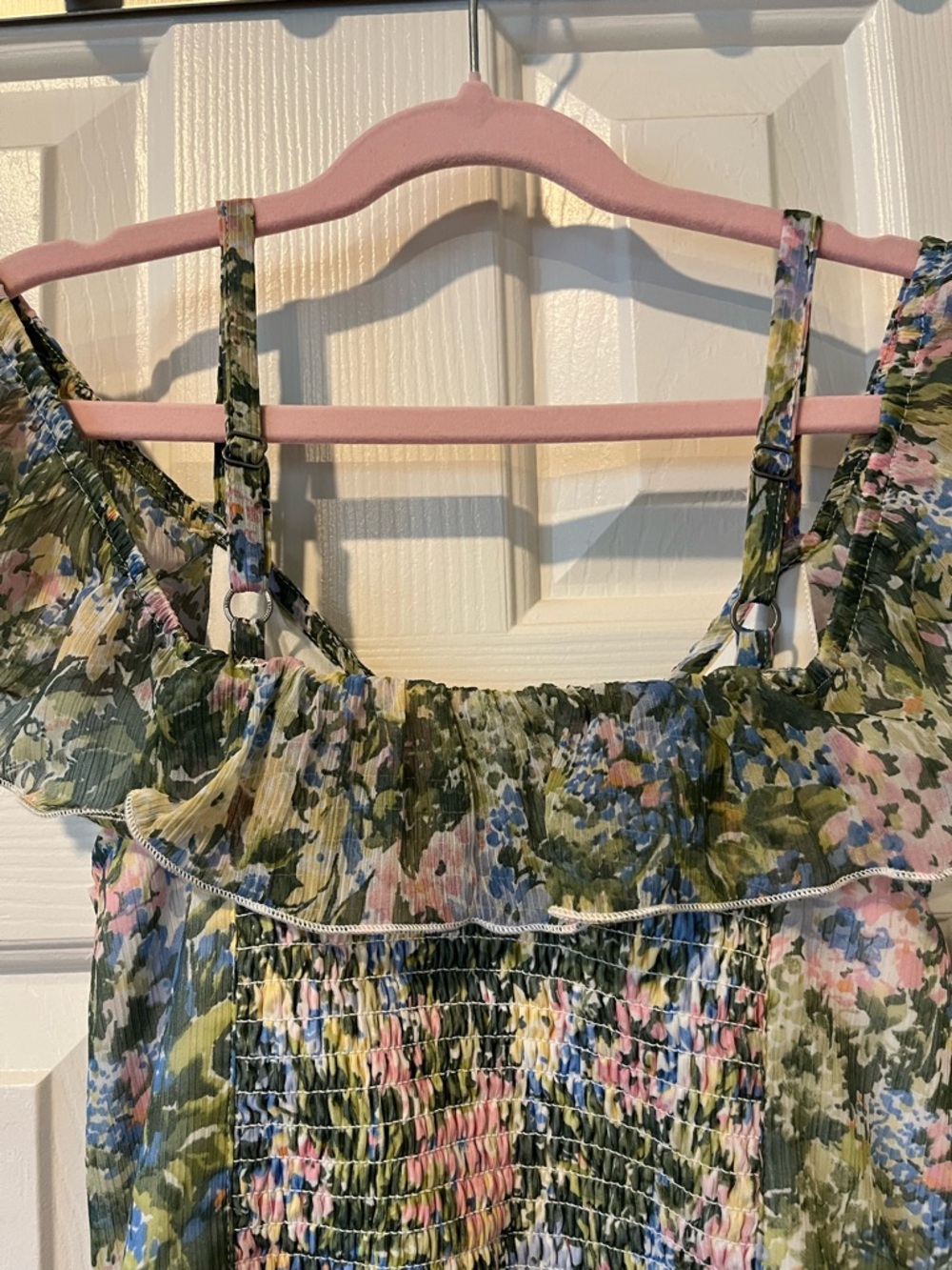 Abercrombie Kids Olive Green Floral Ruffle Dress with Pink & Blue Accents - Picture 7 of 11